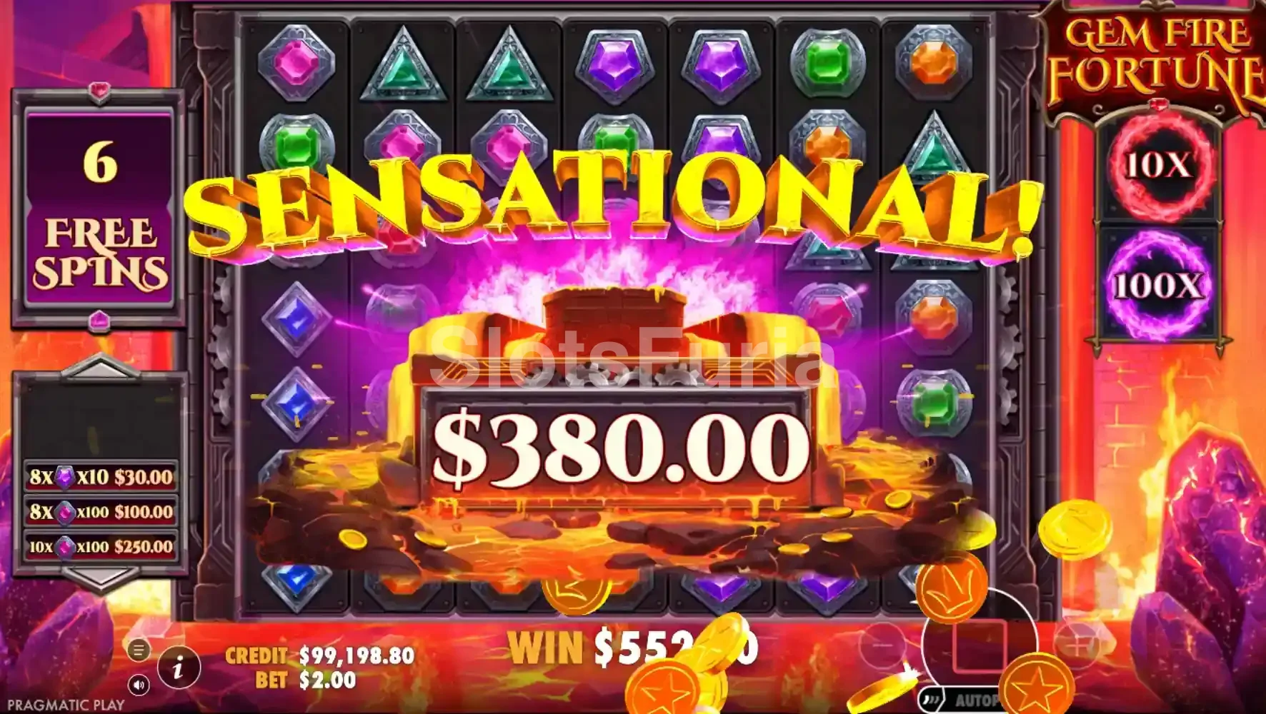 Gran victoria registrada en Gem Fire Fortune