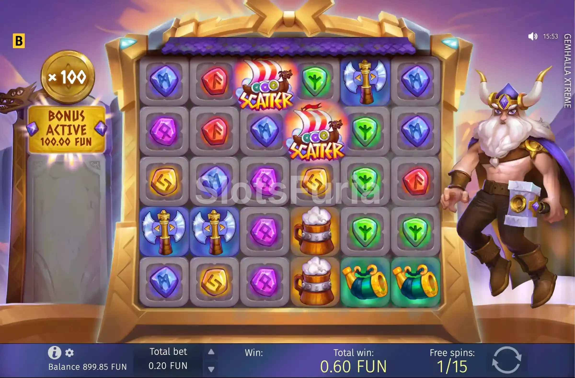 Ronda de tiradas gratuitas de Gemhalla Xtreme con multiplicadores activos