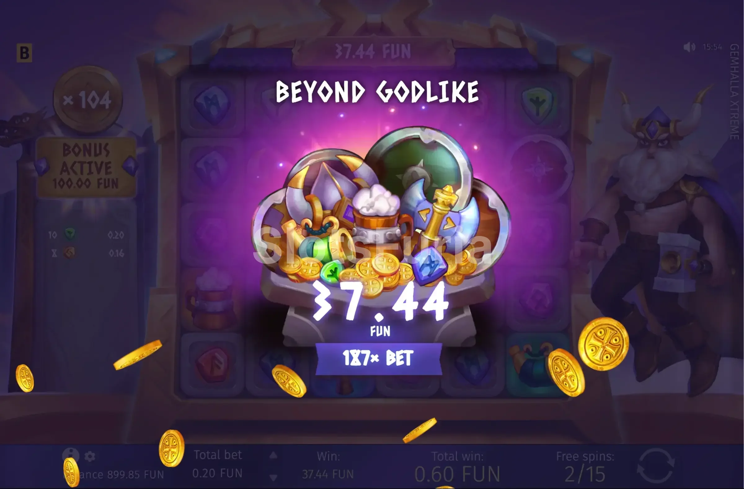 Gran victoria en Gemhalla Xtreme con multiplicadores combinados