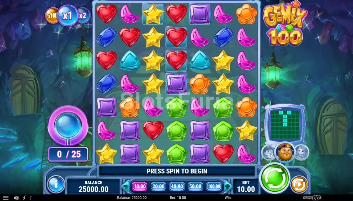 Pantalla principal del juego base de Gemix 100