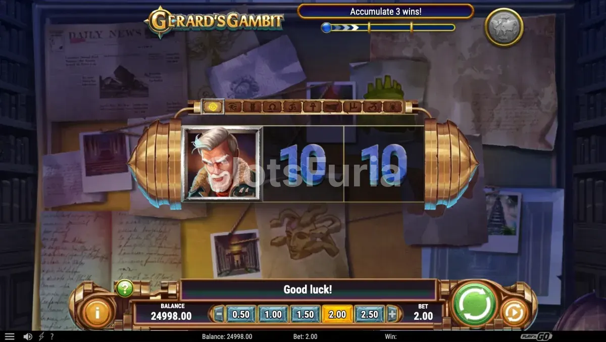 Pantalla principal de Gerard's Gambit con el tablero inicial