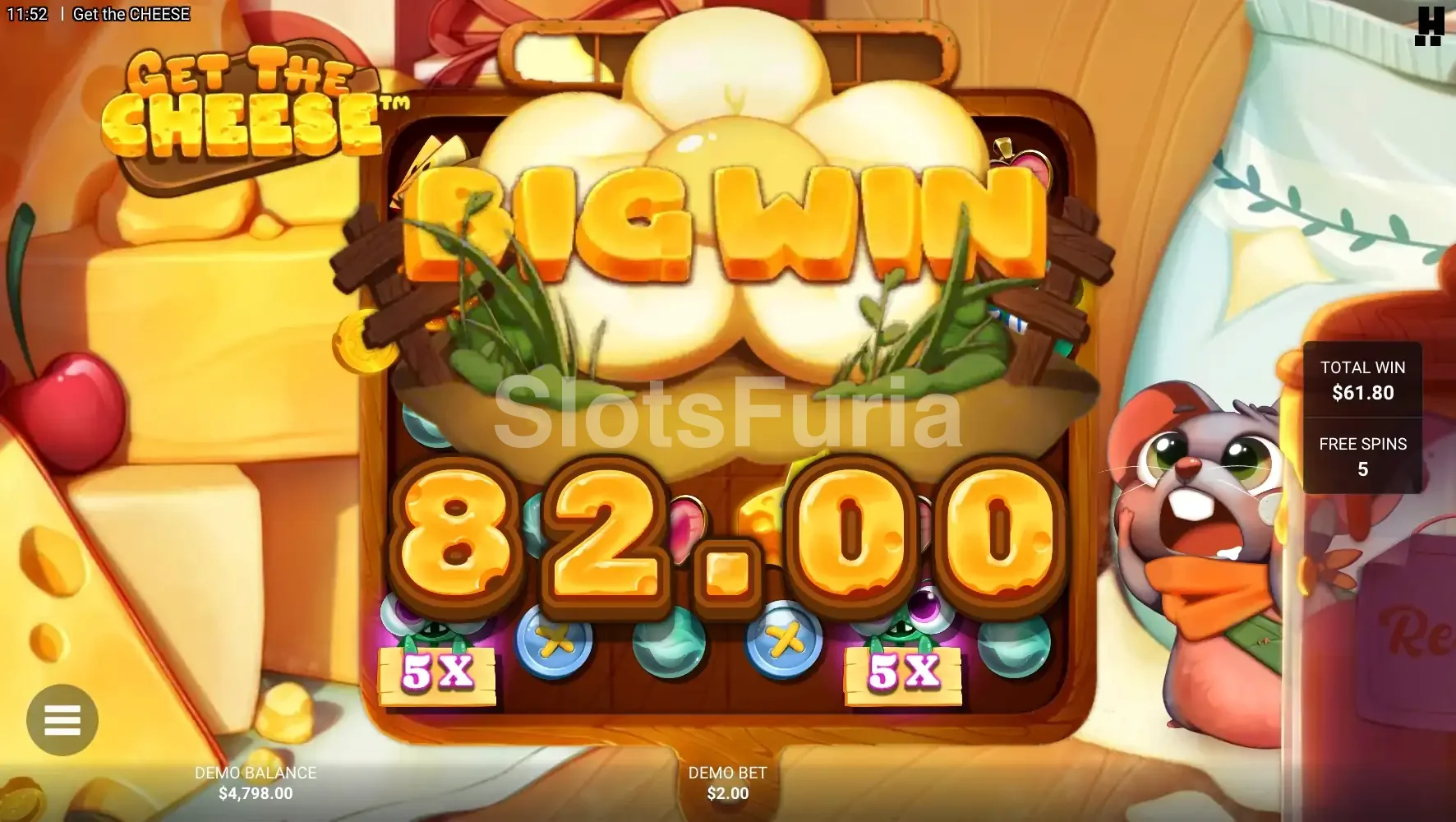 Gran victoria en la slot Get The Cheese de Hacksaw Gaming