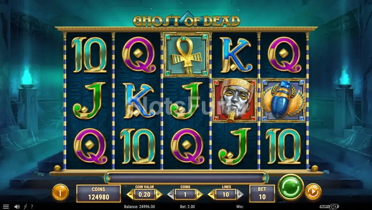 Pantalla principal de Ghost of Dead con el tablero de juego iluminado en dorado
