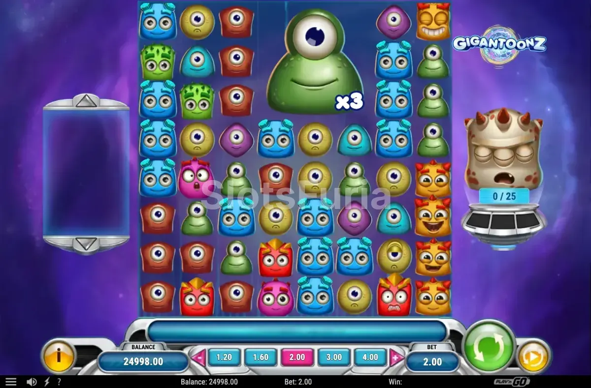 Vista del juego base de Gigantoonz con la cuadrícula 8x8