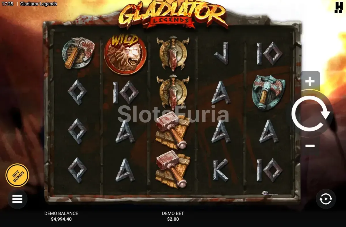 Pantalla principal del juego Gladiator Legends con arena romana