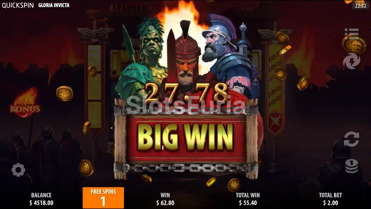 Pantalla de gran victoria épica en Gloria Invicta Quickspin