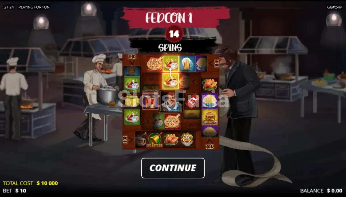 Ronda de giros gratis de Gluttony con símbolos grandes