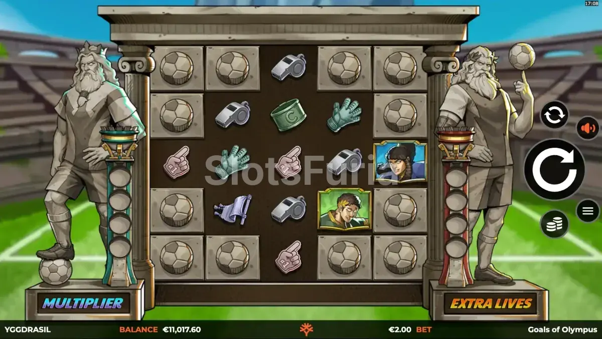 Goals of Olympus BoltLock con el tablero desbloqueado y multiplicadores activos