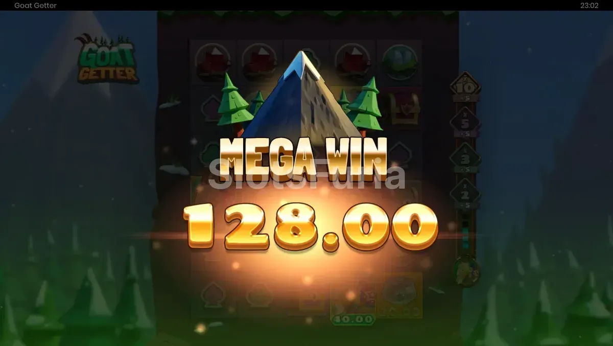 Gran victoria en Goat Getter con multiplicador máximo activo