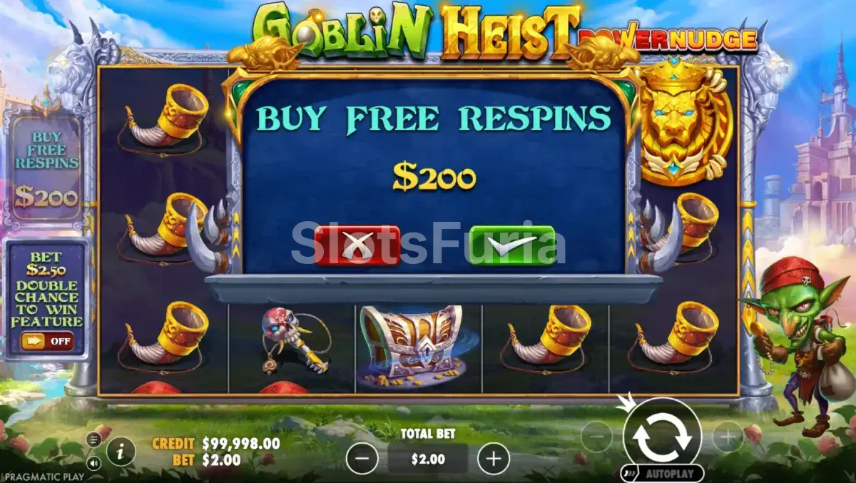 Opción de compra de bono en Goblin Heist Powernudge de Pragmatic Play
