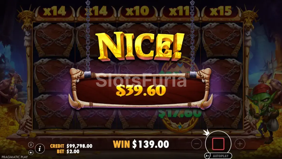 Gran victoria en Goblin Heist Powernudge con multiplicadores activos