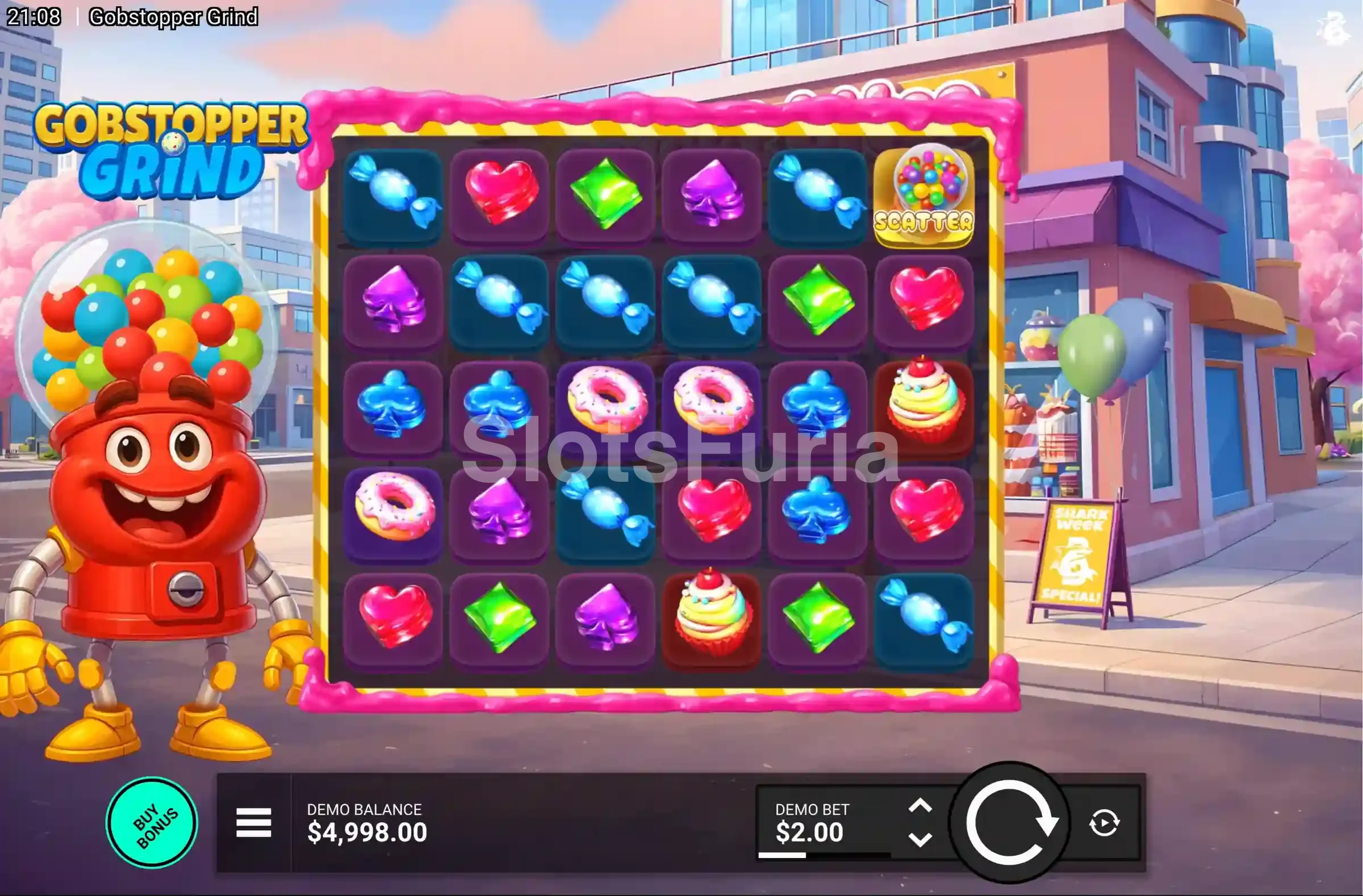 Juego base de Gobstopper Grind con sus 6 carretes y temática de caramelos
