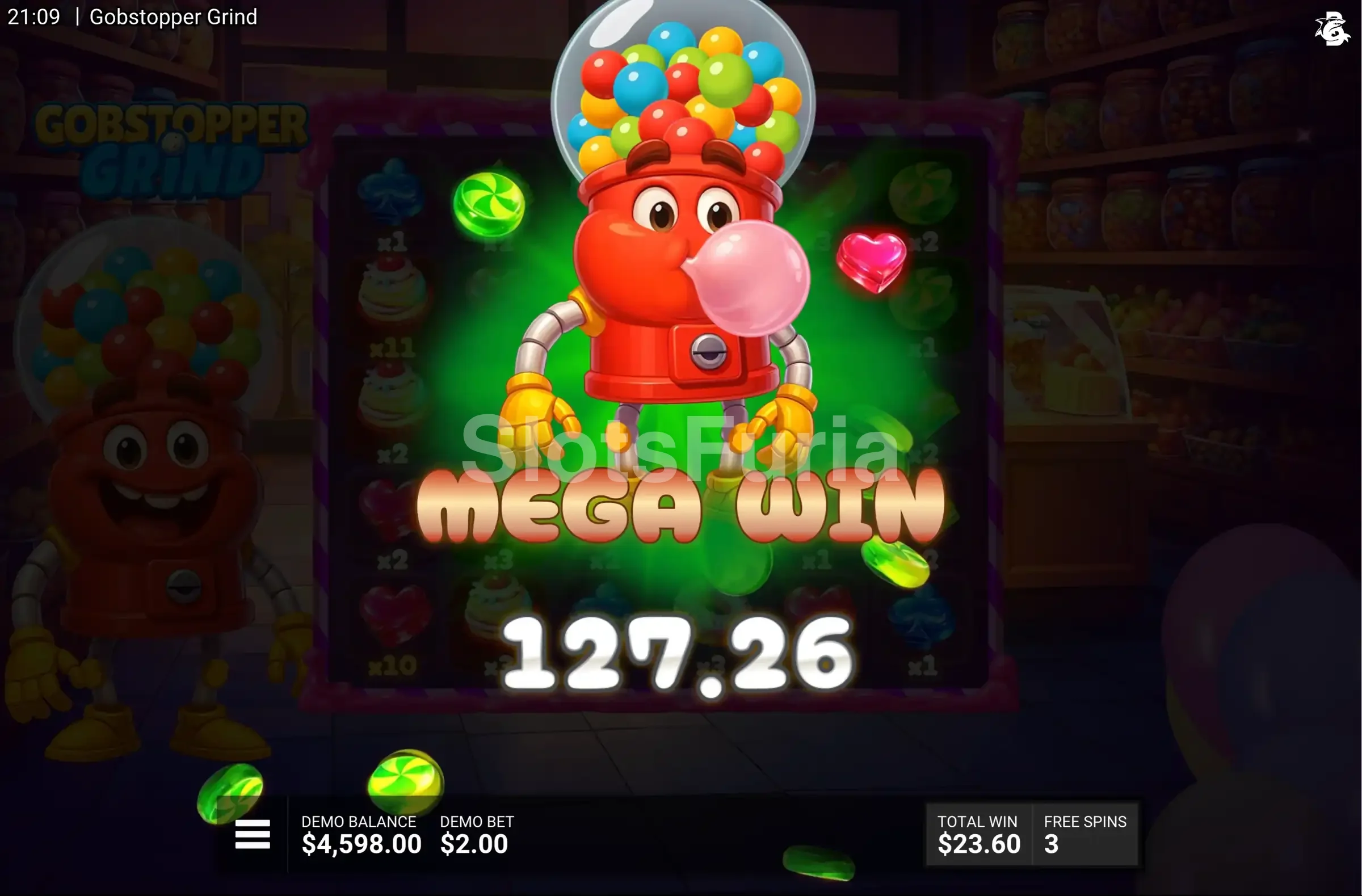 Gran victoria en Gobstopper Grind mostrando el potencial máximo del juego