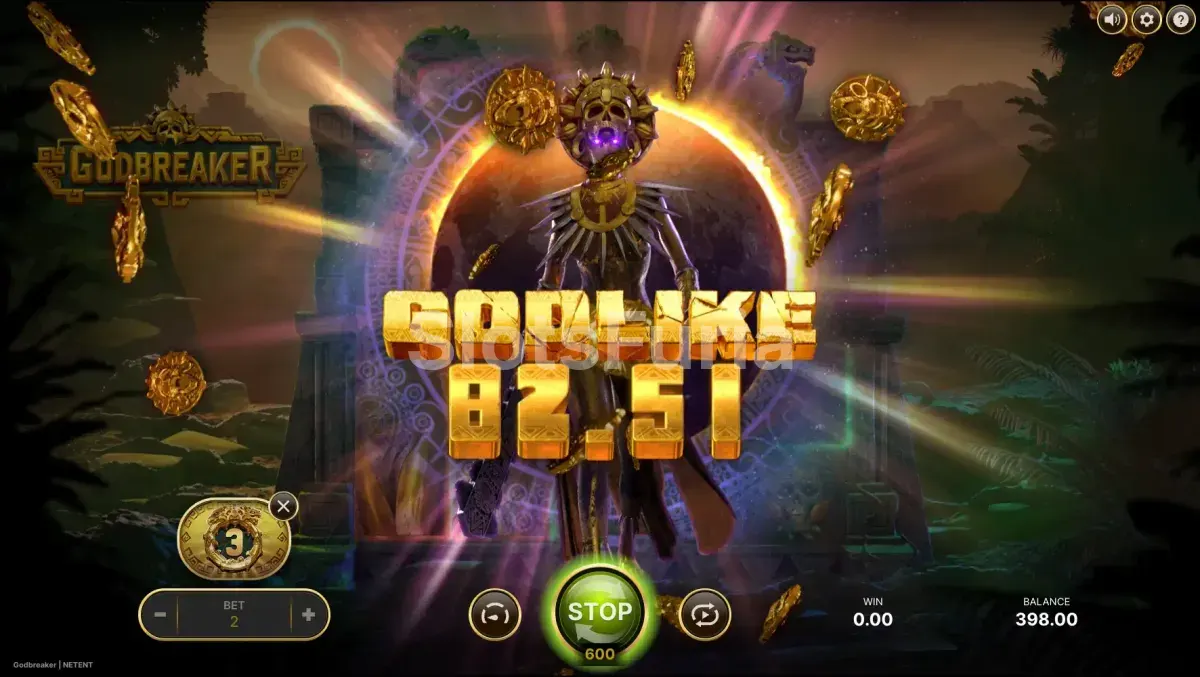 Pantalla de gran victoria registrada durante una partida de Godbreaker