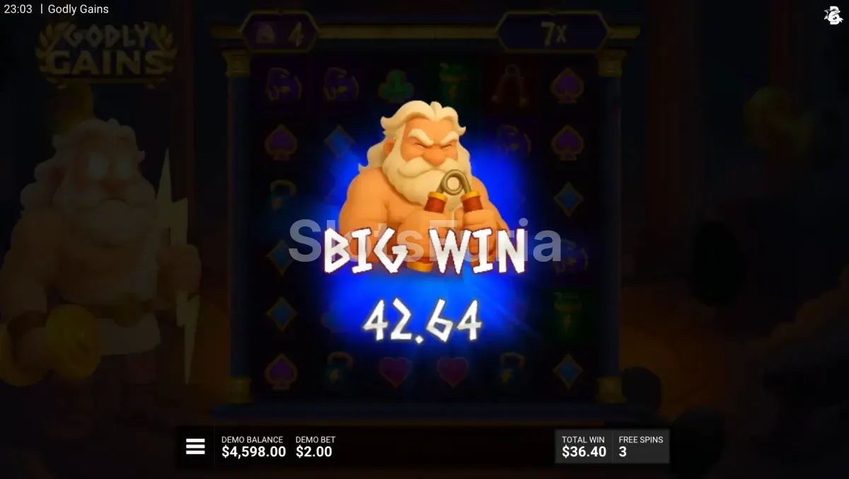 Gran victoria conseguida en Godly Gains con multiplicadores activos
