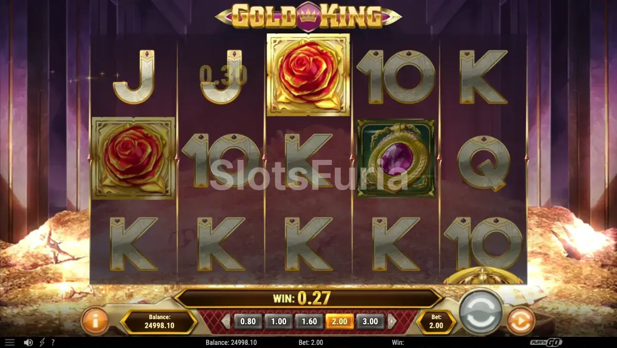 Segunda vista del juego Gold King con combinaciones ganadoras activas
