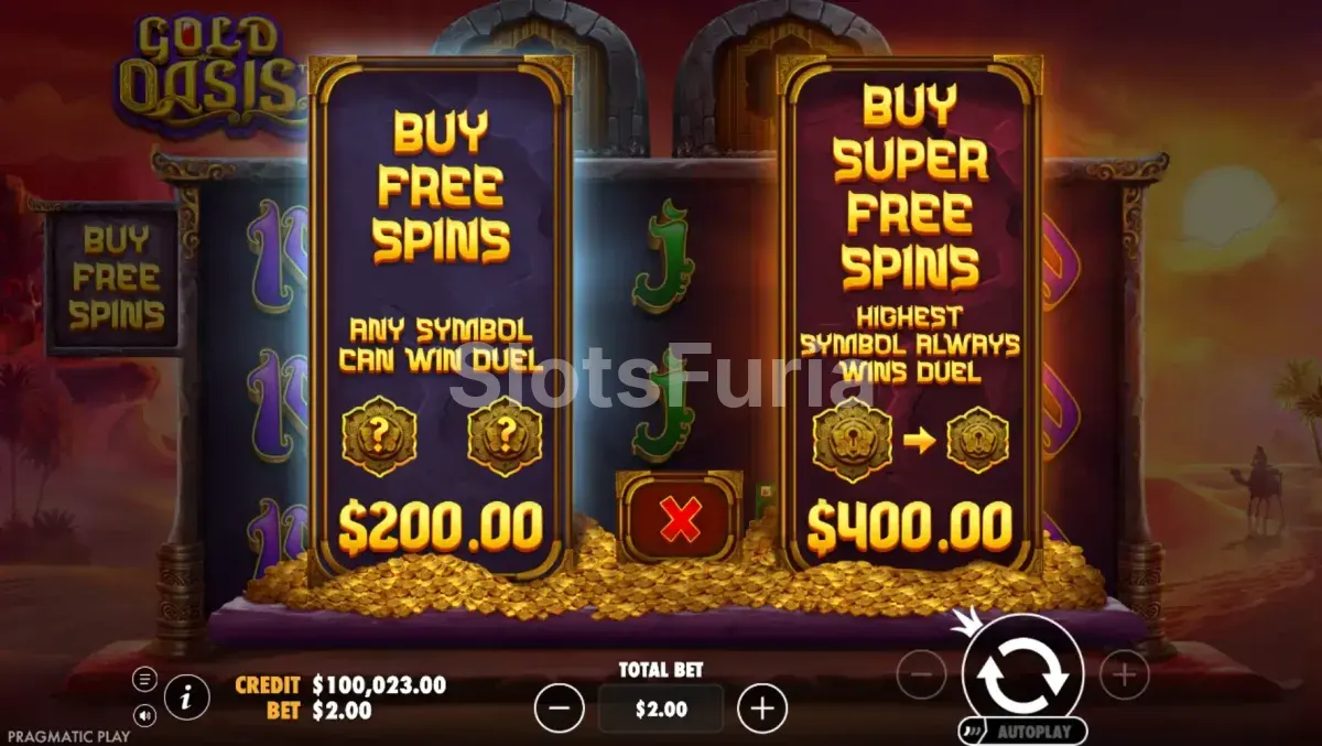 Opciones de compra de bono en Gold Oasis de Pragmatic Play