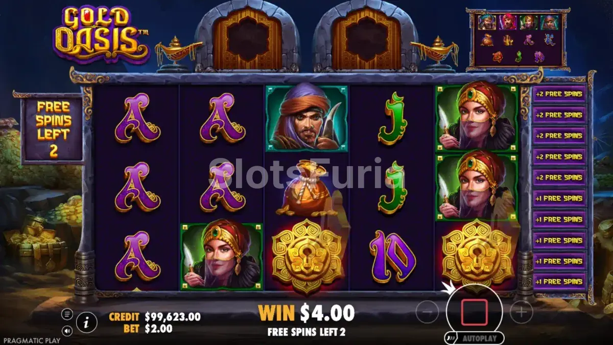 Tiradas gratuitas de Gold Oasis con el Symbol Duel activo
