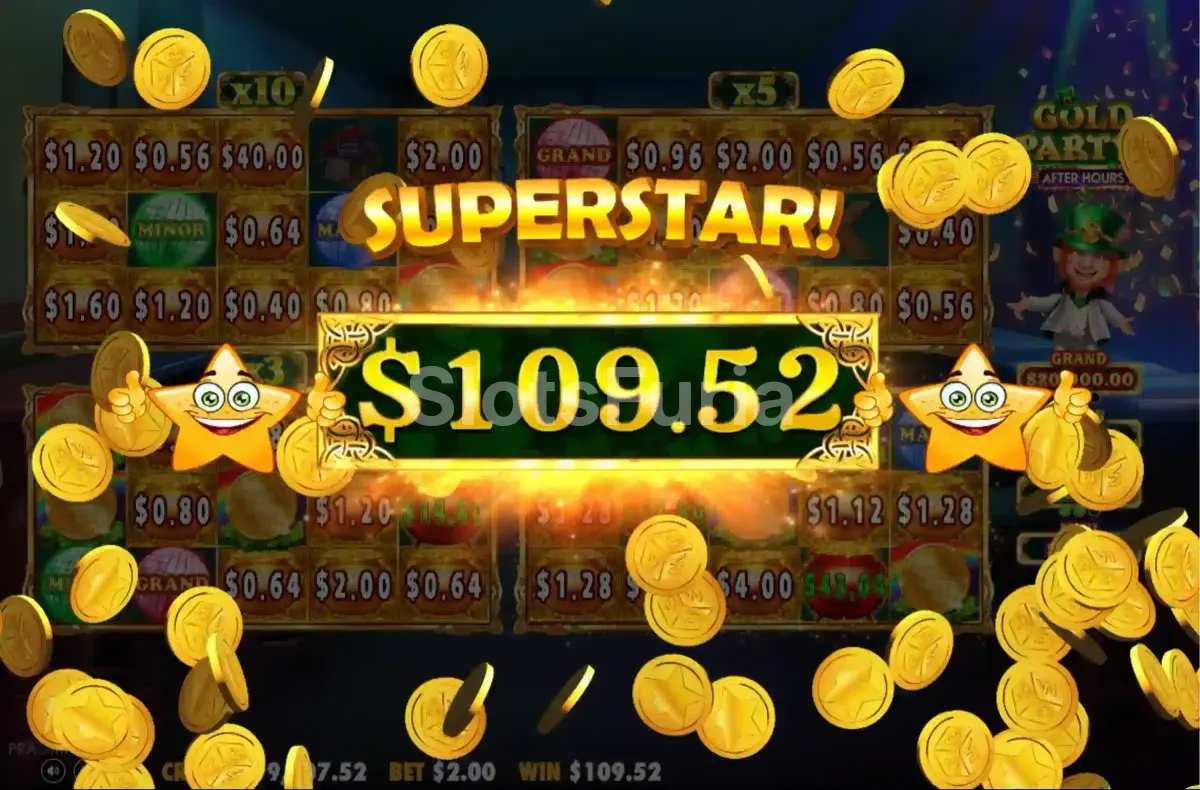 Gran victoria conseguida en la tragamonedas Gold Party 2 After Hours