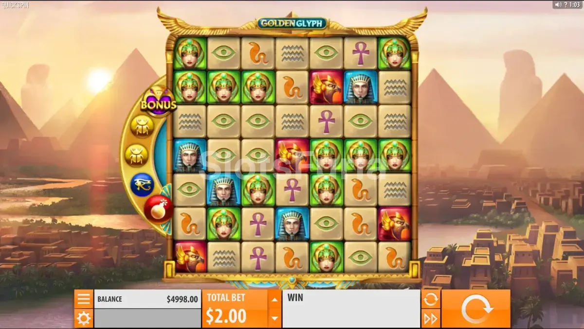 Juego base de Golden Glyph, tragamonedas de Egipto de Quickspin
