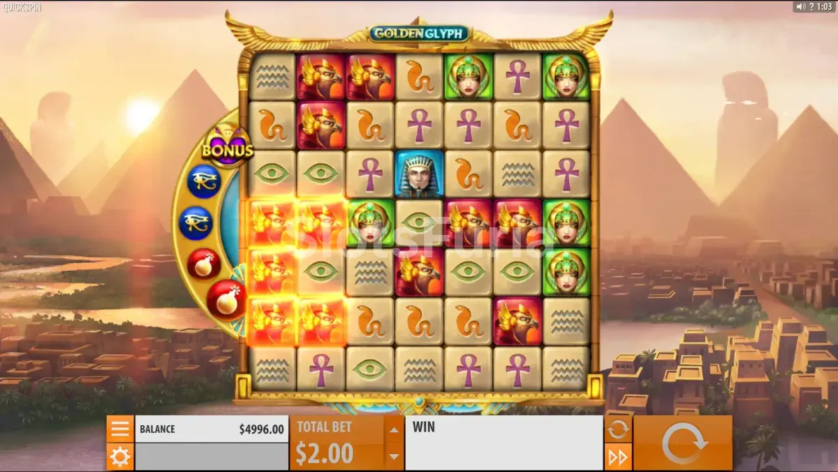 Segunda vista del juego base de Golden Glyph mostrando el Power Wild en acción