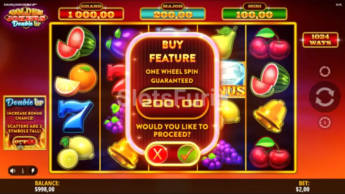 Opción de compra de bonus disponible en Golden Jokers Double Up