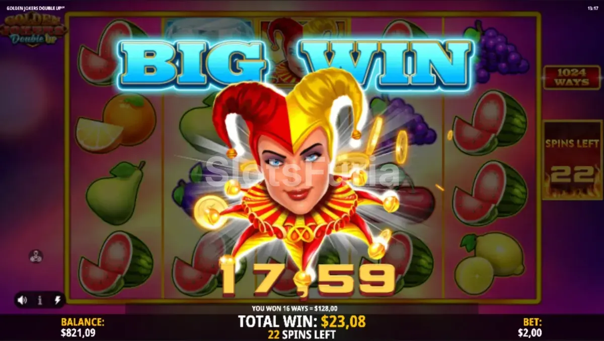 Pantalla de gran victoria épica en Golden Jokers Double Up