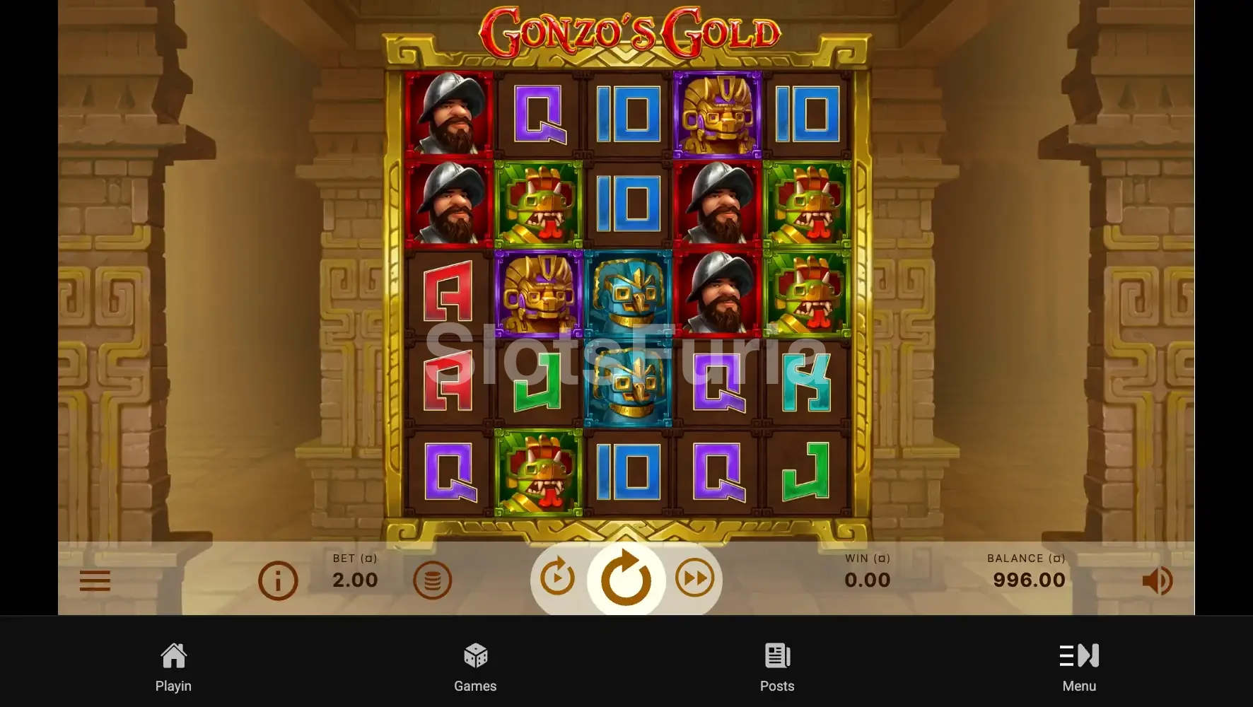 Segunda vista del juego base de Gonzo's Gold en acción