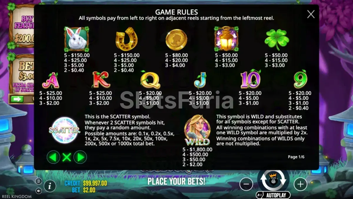 Tabla de pagos de Good Luck & Good Fortune con todos los símbolos