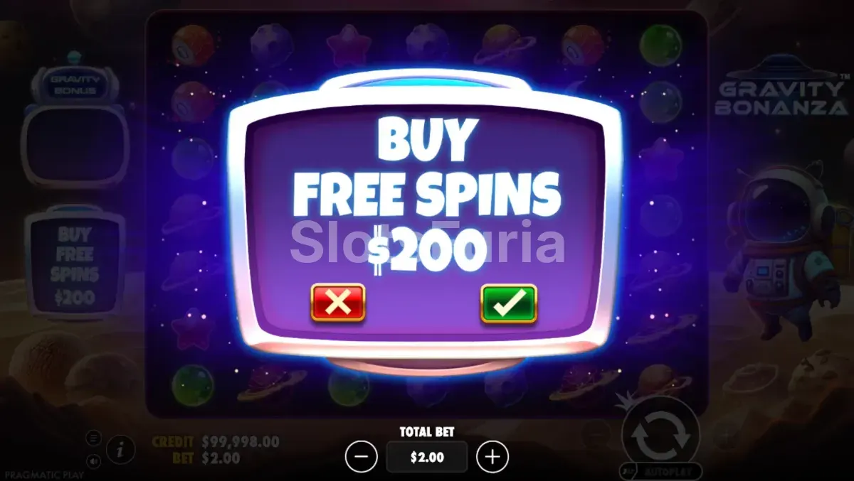 Opción de compra de bonus en Gravity Bonanza