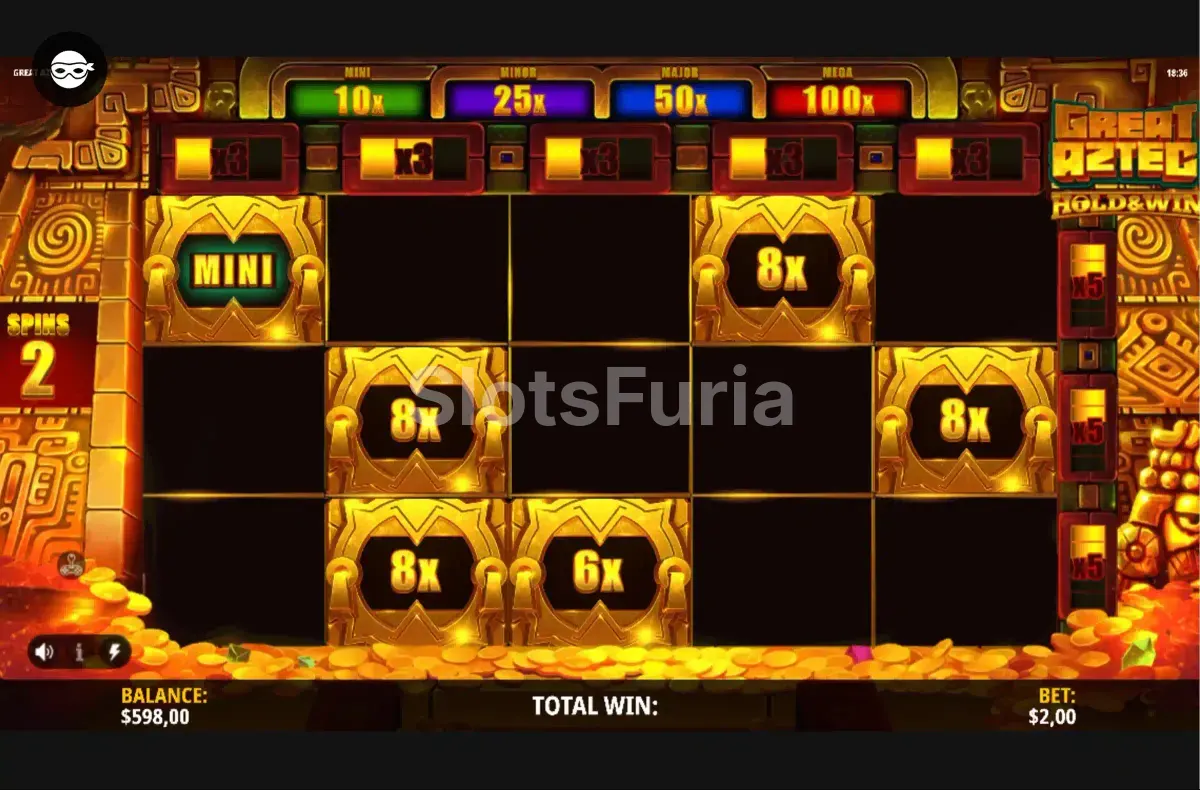 Ronda de giros gratuitos de Great Aztec con multiplicadores activos