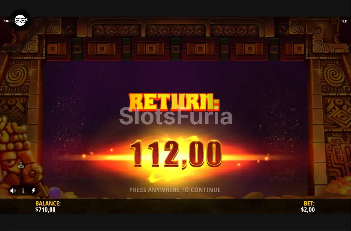Gran victoria en Great Aztec mostrando el potencial máximo del juego