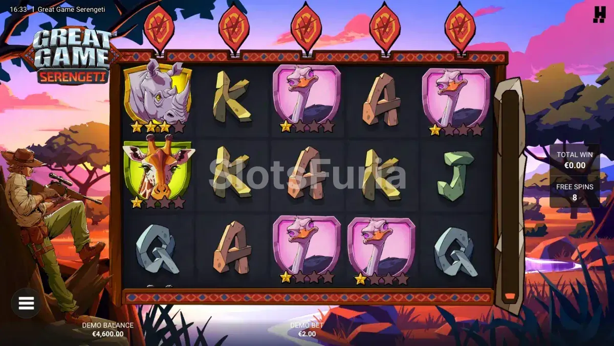 Ronda de giros gratuitos activa en Great Game Serengeti