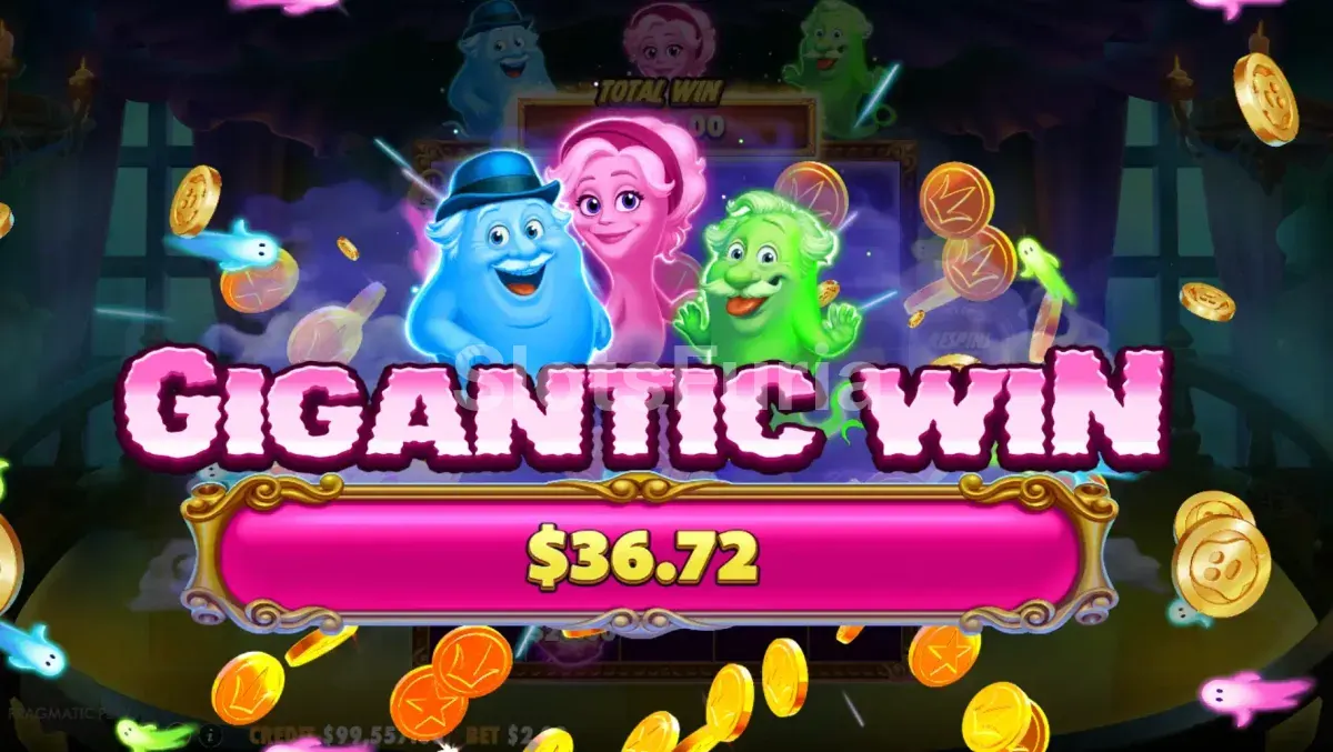Gran victoria en Great Ghosts! con el contador de ganancias disparado