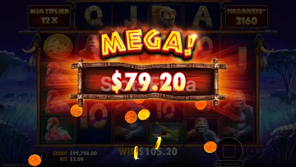 Gran victoria en Great Rhino Megaways con multiplicador elevado
