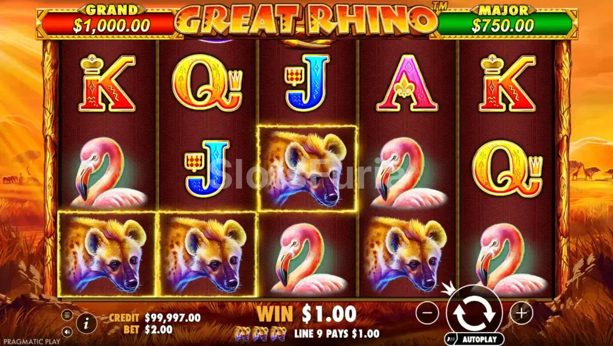 Segunda vista de la acción en el juego base de Great Rhino durante una partida