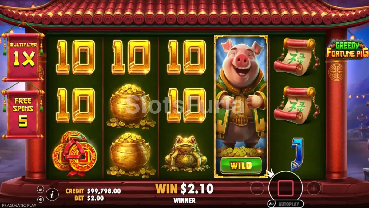 Ronda de giros gratis de Greedy Fortune Pig con multiplicadores activos