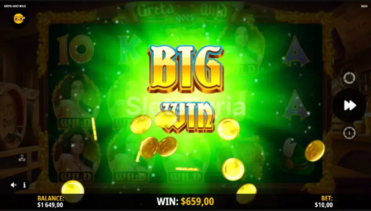 Gran victoria en Greta Goes Wild con multiplicador activo