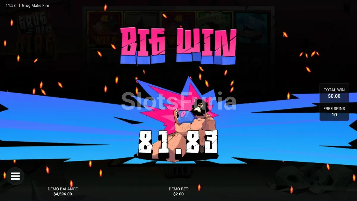 Gran victoria explosiva en la slot Grug Make Fire de Hacksaw Gaming