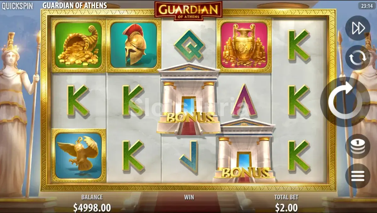 Pantalla principal de Guardian of Athens con los rodillos activos