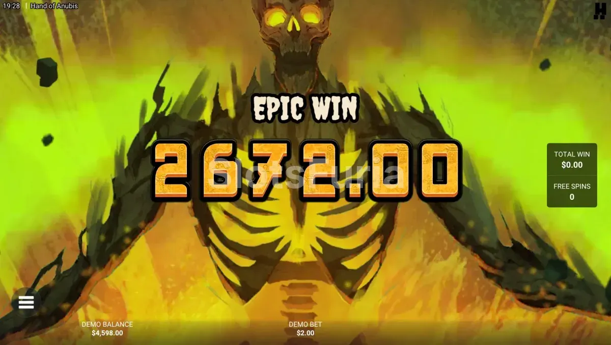 Gran victoria en Hand of Anubis con multiplicadores al máximo en pantalla