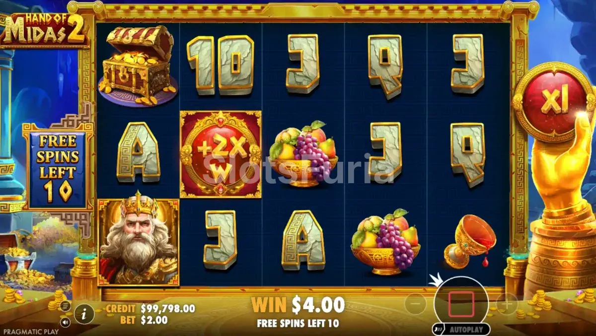 Ronda de tiradas gratis activas en Hand of Midas 2 con multiplicador global
