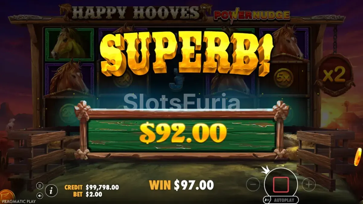 Gran victoria en Happy Hooves mostrando el potencial máximo del juego