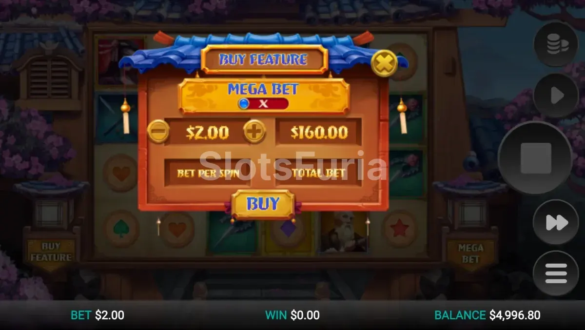 Pantalla de compra de bono en Hazakura Ways con opciones disponibles