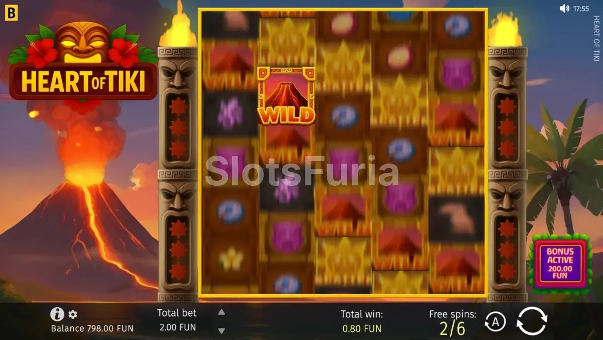 Ronda de giros gratuitos con wild expansivo en Heart of Tiki