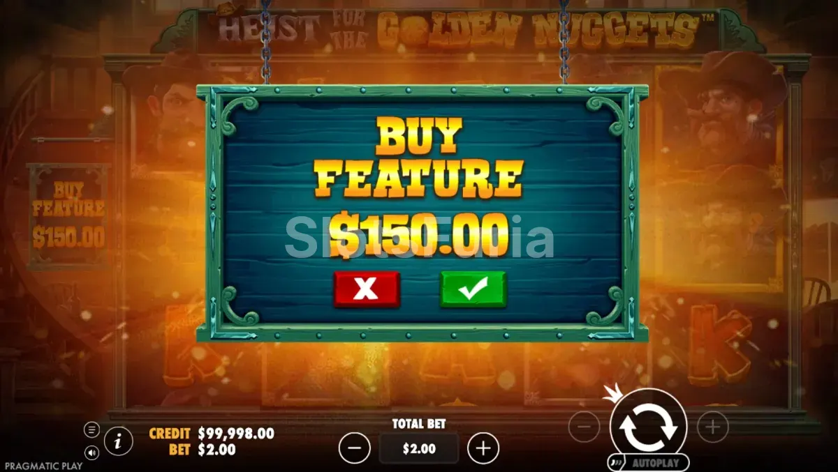 Función de compra de bonus en Heist for the Golden Nuggets de Pragmatic Play
