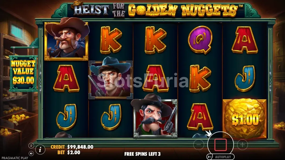 Ronda de tiradas gratuitas de Heist for the Golden Nuggets con bóveda llena de pepitas