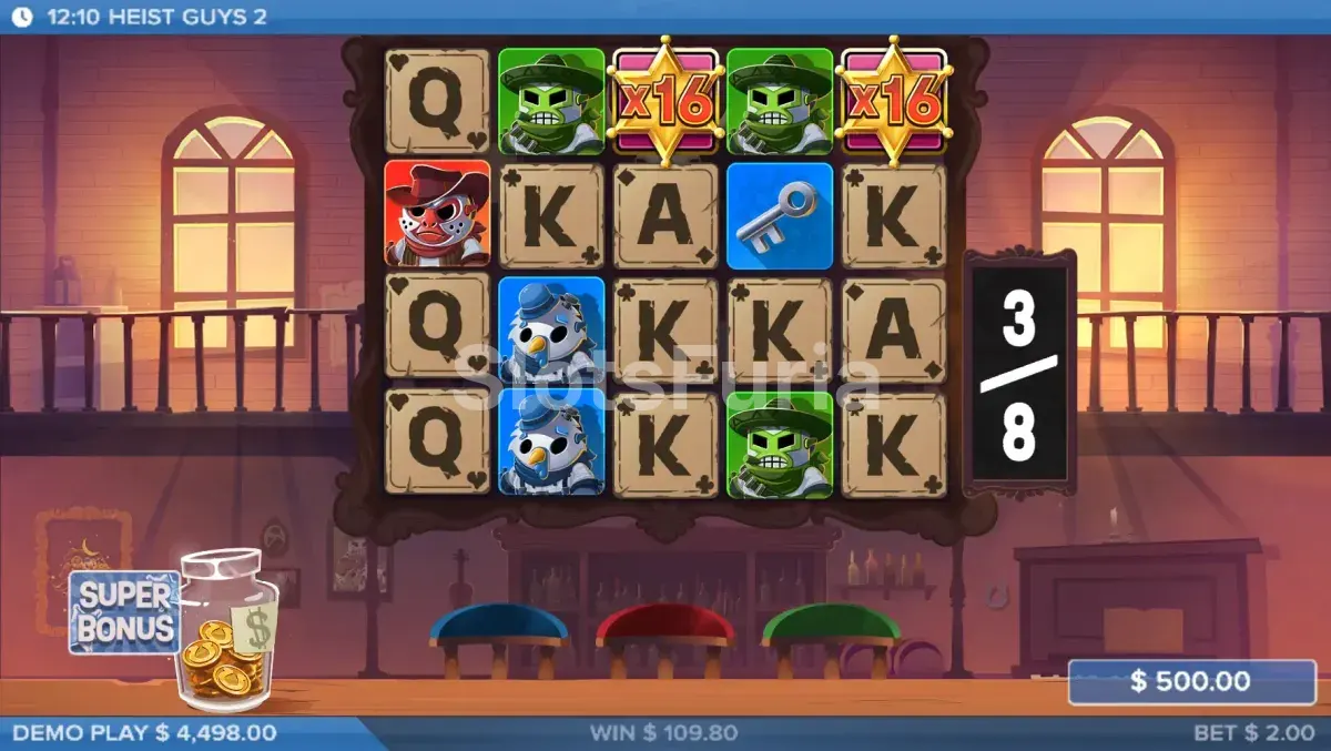 Giros gratis de Heist Guys 2 con Súper Wilds activos