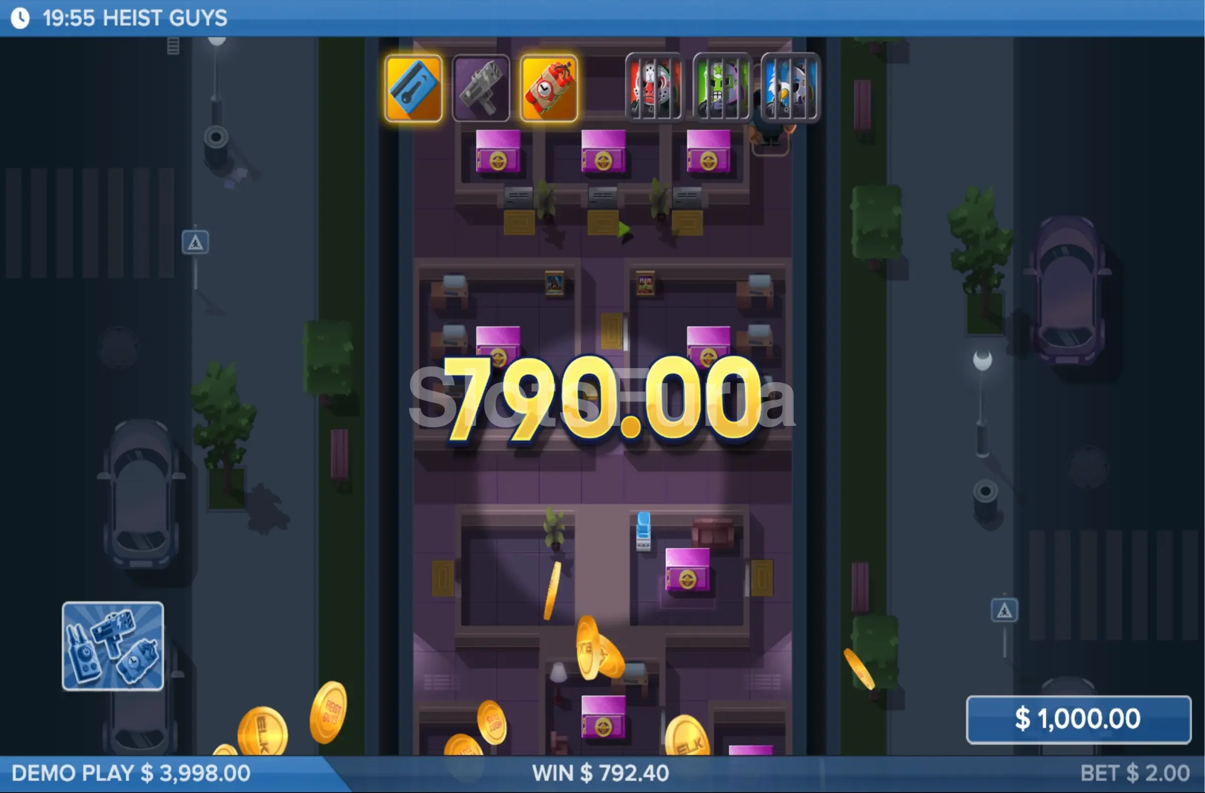 Gran victoria conseguida en Heist Guys con multiplicadores acumulados