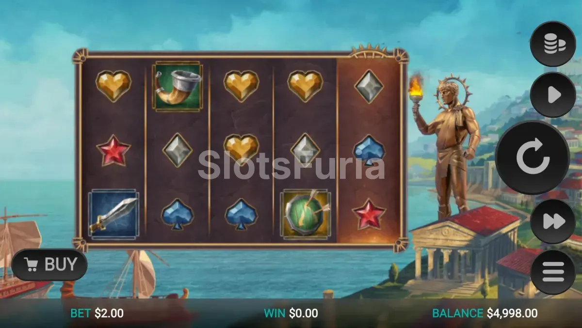Base game de Helios' Fury con el dios solar al fondo